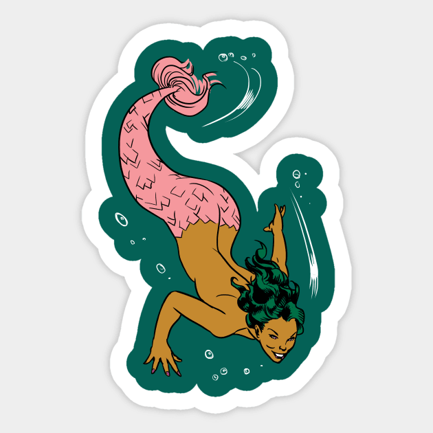 Underwater Mermaid Sticker by Victor Maristane